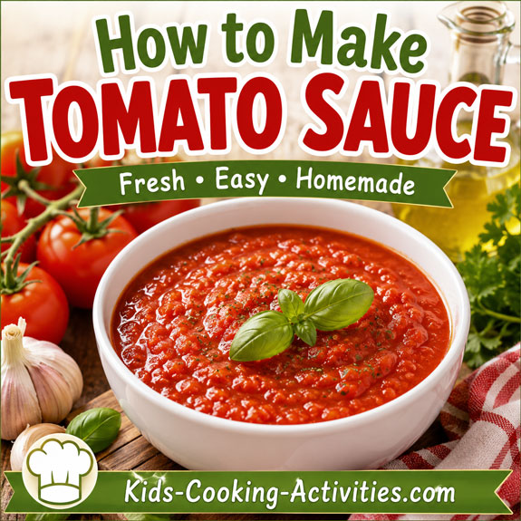 Homemade tomato sauce made with tomatoes, garlic, onions, and herbs