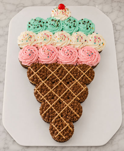 finished ice cream cone pull apart cupcake cake