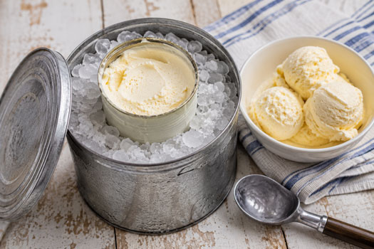 Homemade ice cream in a can