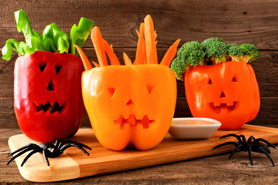 jack o lantern peppers vegetable platter