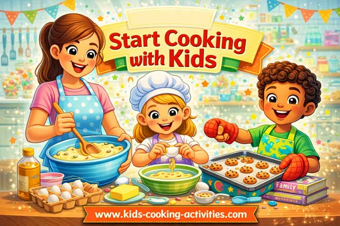 Child learning how to start cooking with kids using simple kitchen activities