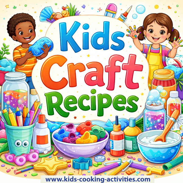 Kids craft recipes with homemade play ideas like paint, dough, and DIY projects