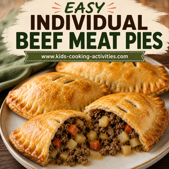 Individual beef meat pies filled with beef and vegetables