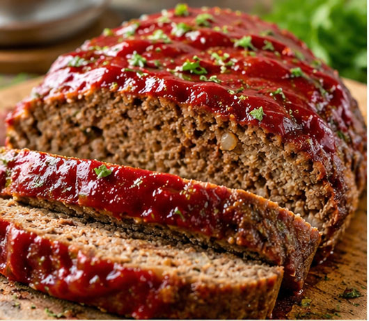 Easy homemade meatloaf served for dinner
