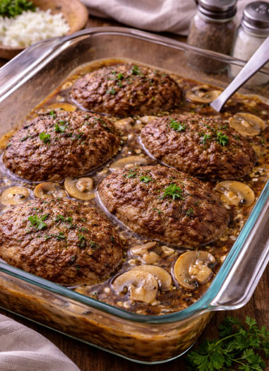 microwave mushroom patties in gravy