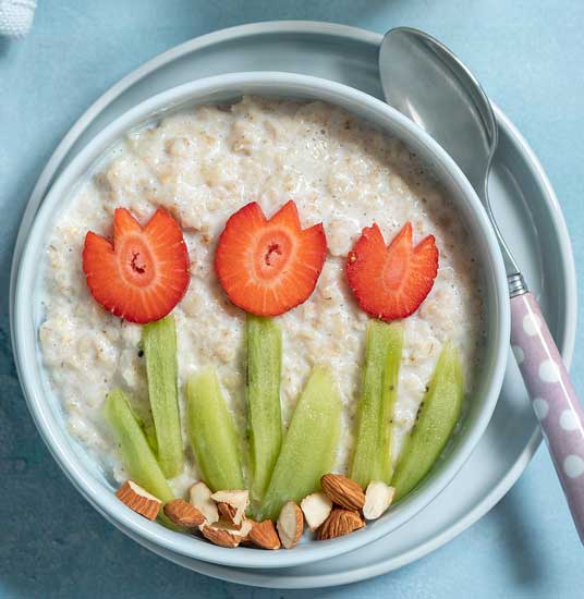 oatmeal fruit flowers