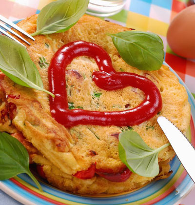 omelet with heart