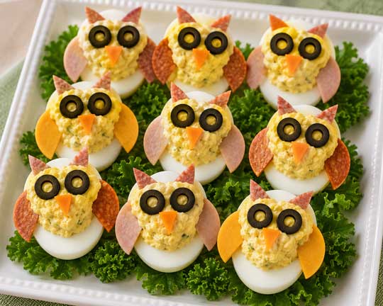 Owl deviled eggs