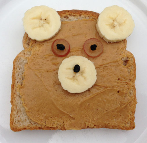 banana peanut butter bear toast
