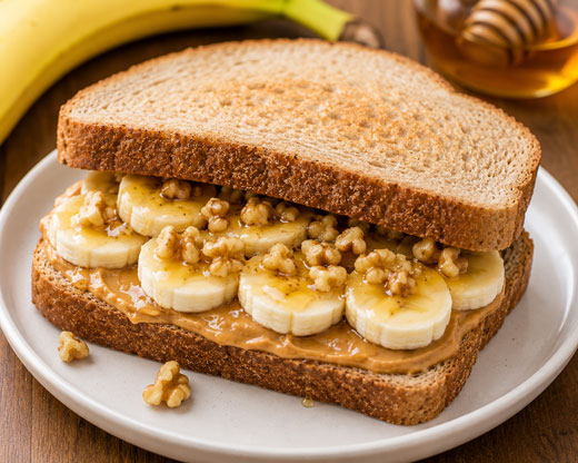 Peanut Butter Banana Honey Sandwich