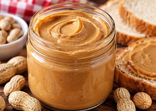 Homemade peanut butter in a jar