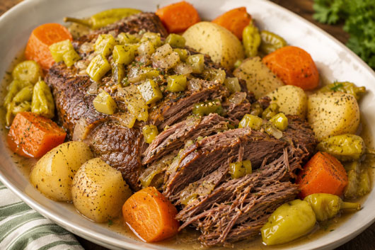 Slow cooker pepperoncini pot roast