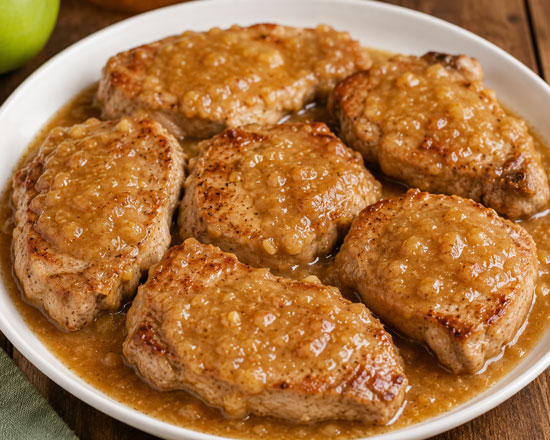 Slow cooker applesauce pork chops