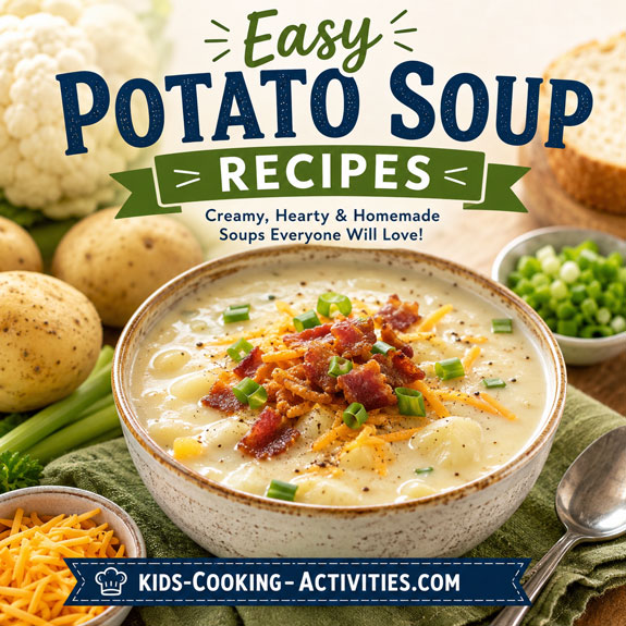 Easy homemade potato soup recipes with creamy broth vegetables and toppings