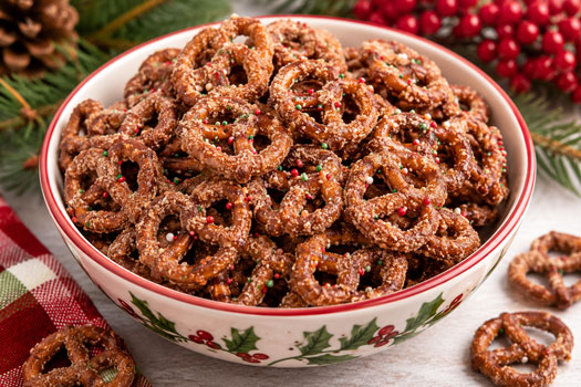 Christmas candied pretzels