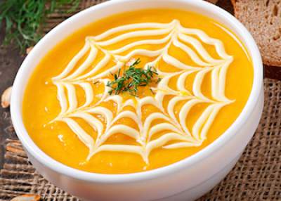 pumpkin soup garnish spider web