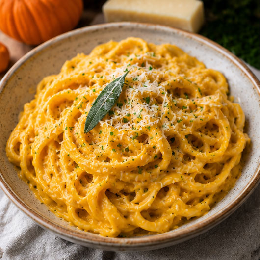 Fettuccine primavera with vegetables and creamy Parmesan sauce