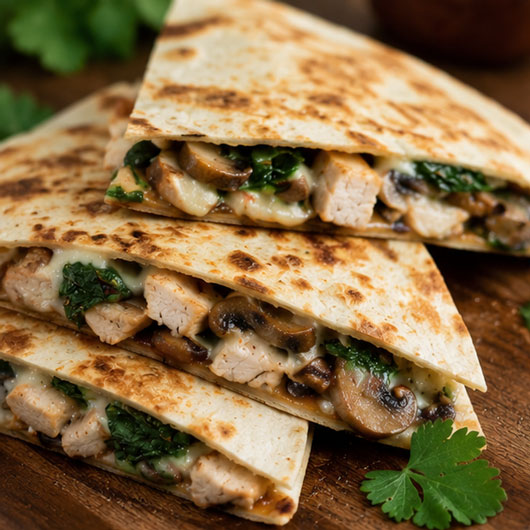 Chicken mushroom quesadilla