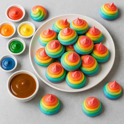 Rainbow meringues