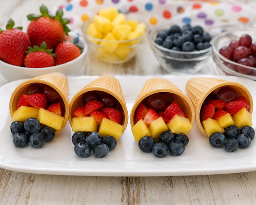 Rainbow fruit cones