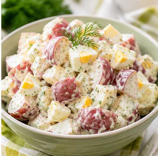 Creamy red potato salad with eggs