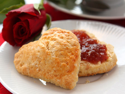 heart scones with berry jam