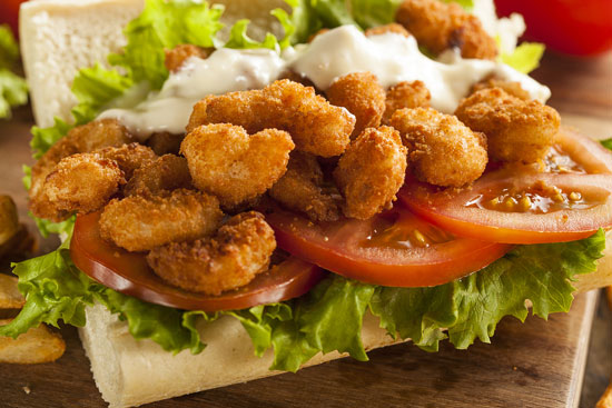 shrimp po boy sandwich