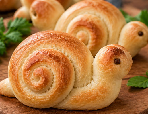 Homemade snail-shaped bread roll