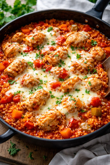 One Pot Spaghetti Chicken and Rice