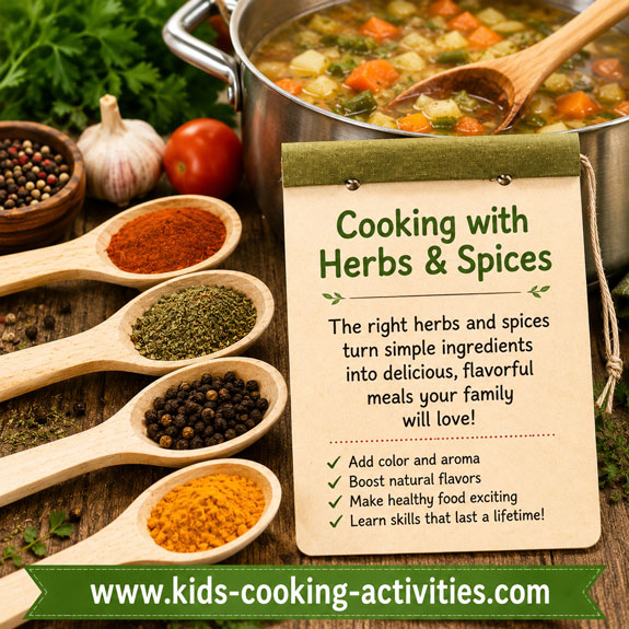 Adding spices to homemade vegetable soup