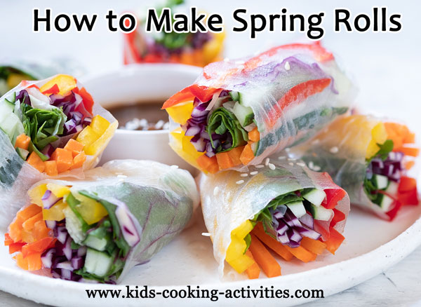 rainbow colored spring rolls