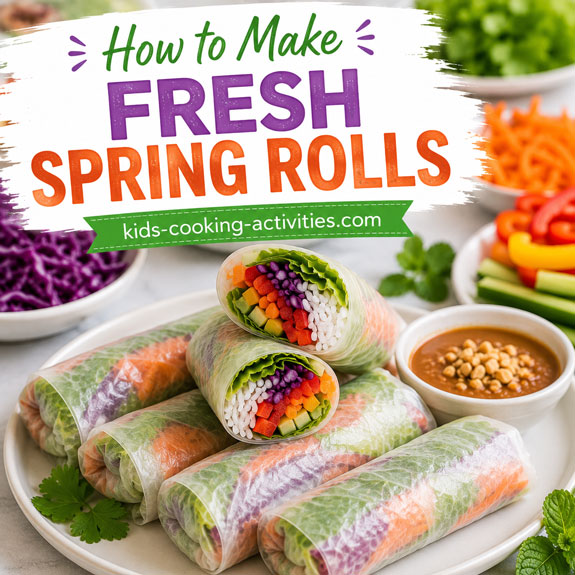 Rainbow colored spring rolls