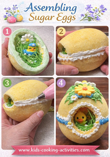 Assembling sugar eggs collage-kca