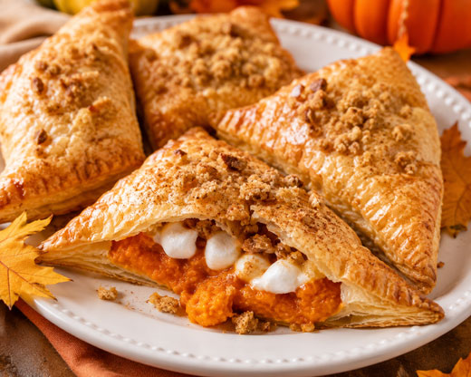 Sweet potato and marshmallow puff pastries