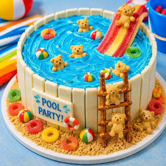 Swimming pool cake for kids