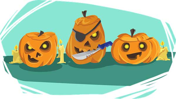 three pumpkins halloween