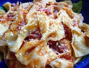 homemade bow tie pasta dish