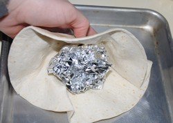 tortilla bowl with tin foil