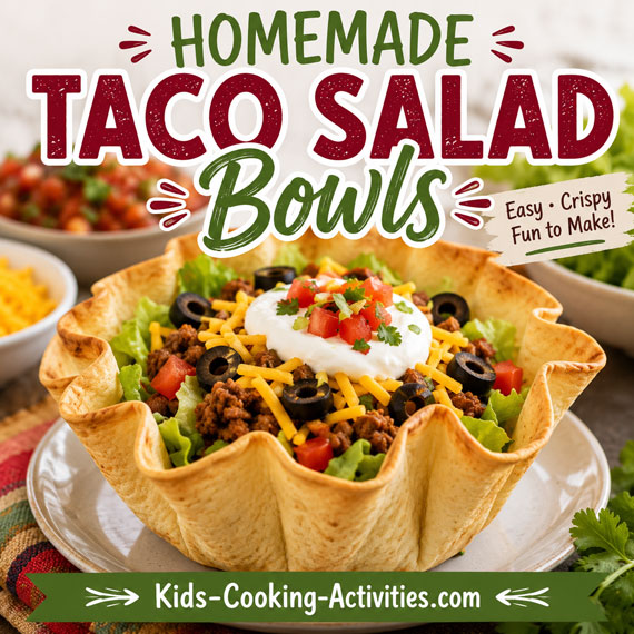 Homemade edible taco salad bowls