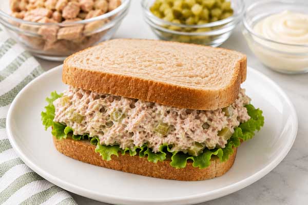Tuna salad sandwich makings
