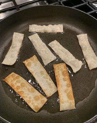 frying wontons