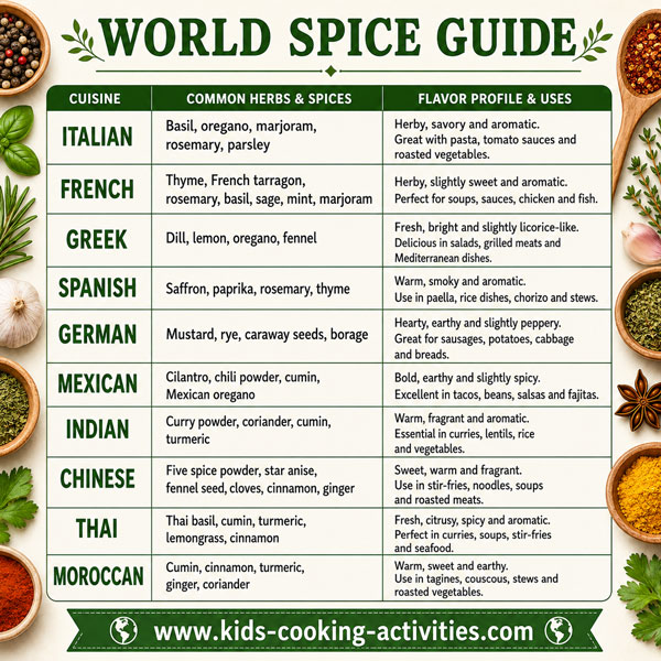 Herbs and spices used around the world