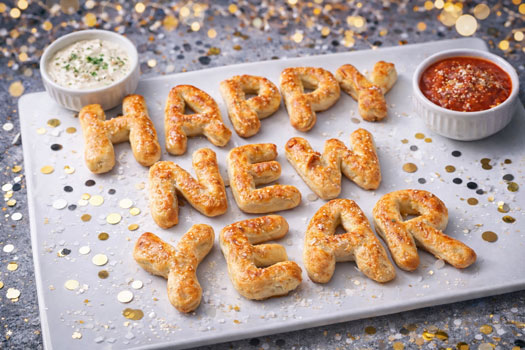 happy new year pretzel letters - KCA