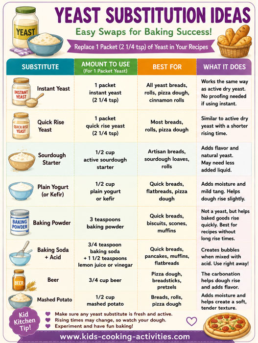 Yeast substitution chart