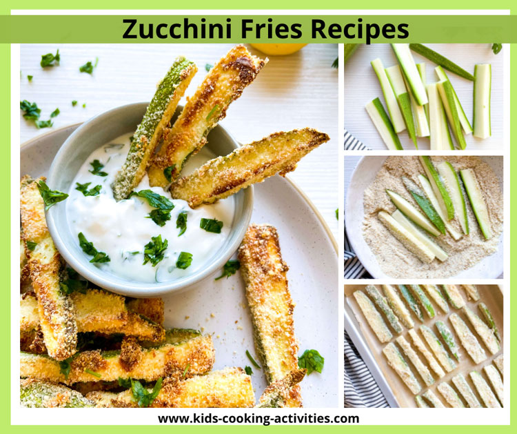 making zucchini fritters and fries