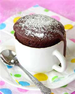 Chocolate Cake in a Mug with Powdered Sugar